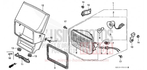 HEADLIGHT (B/ED/U) XR250RR de 1994